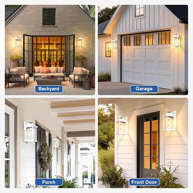 VIANIS Large Adjustable Sensitivity Motion Sensor Exterior Porch Lights, White Dusk to Dawn Outdoor Lighting, Anti-Rust Waterproof Front Porch Light for Garage, Front Door