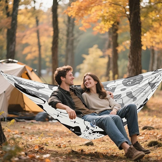 Qilmy Cat Camping Hammock Single – 330 lbs Capacity, Lightweight with Tree Straps & Carabiners, Portable for Hiking, Travel, Backpacking