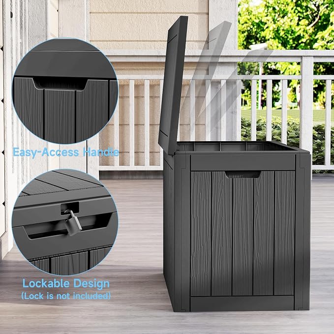 EasyUp 36 Gallon Outdoor Storage Box Waterproof, Resin Outdoor Deck Box, Deck Boxes for Garden Tools Equipment and Cushions (Black)
