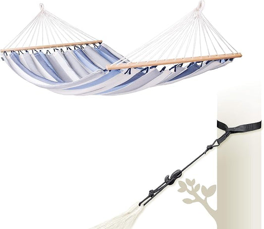 LA SIESTA® Alisio Hammock & TreeMount, Hammock with Tree Straps for Beams Posts - Hammock with Spreader Bar, Weatherproof Outdoor Hammock - 2 Person Hammock Bed Double Hammock - Max 355 Lbs, Toucan