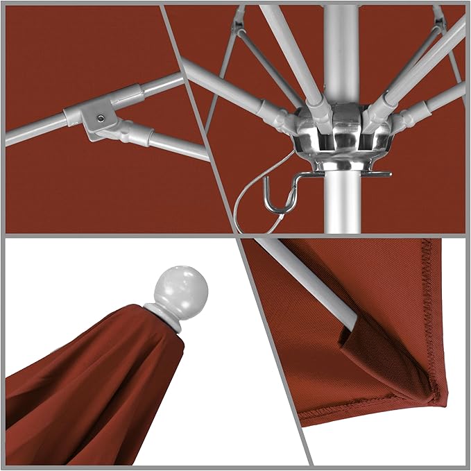California Umbrella 7.5' Rd. Venture Series Contract Grade Patio Umbrella, Push Open Pin Stop, Silver Finish, Solution Dyed Brick
