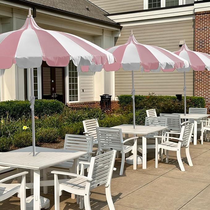 8Ft Patio Pagoda Umbrella, UV Protect Pool Umbrellas with Heavy Duty Pole, Outdoor Market Umbrella for Holiday Garden Backyard