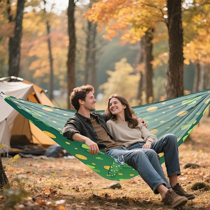 Hammocks for Outside St.Patricks Day Elements Camping Hammock Portable Hammocks with Tree Straps and Carry Bag Camping Accessories for Hiking Beach Outdoor