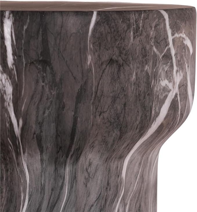 Modern Faux Terrazzo Tree Stump Accent Table, Cement Outdoor Side Table for Patio & Garden, Round Stool Indoor and Outdoor, Marble