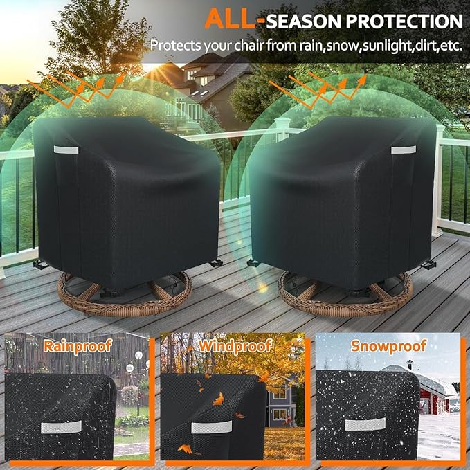 Gasadar Patio Chair Cover - 2 Pack, Patio Furniture Covers Waterproof, Heavy Duty Outdoor Chair Covers, Lawn Outdoor Furniture Cover -33" W x 35" D x 38" H