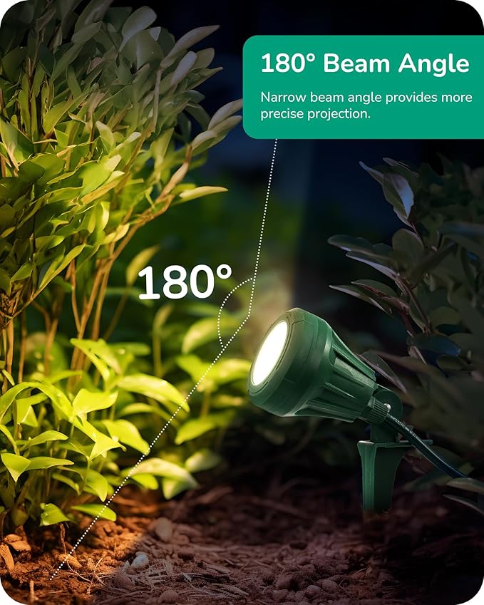 EDISHINE LED Outdoor Spotlights, 120V 5.5W Plug in Spot Light with 3 Lenses (Red Green Yellow), 180° Rotatable, 5000K, Waterproof Landscape Lighting for Flag Tree Garden, 2 Pack