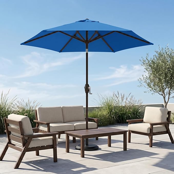 7.5ft Patio Umbrella, Outdoor Table Market Umbrella with Smooth Crank Lift, 6 Windproof Fiberglass Ribs, UPF50+ UV Protection for Deck, Pool, Garden and Backyard