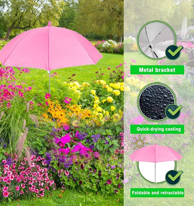 SHEING Plant Umbrellas for Outdoor Plants, 3 Pack 35.4” Extra Wide Canopy, 47.2” Tall Plant Shade Umbrella for Potted Plants, Flowers & Garden Beds, 3 Colors