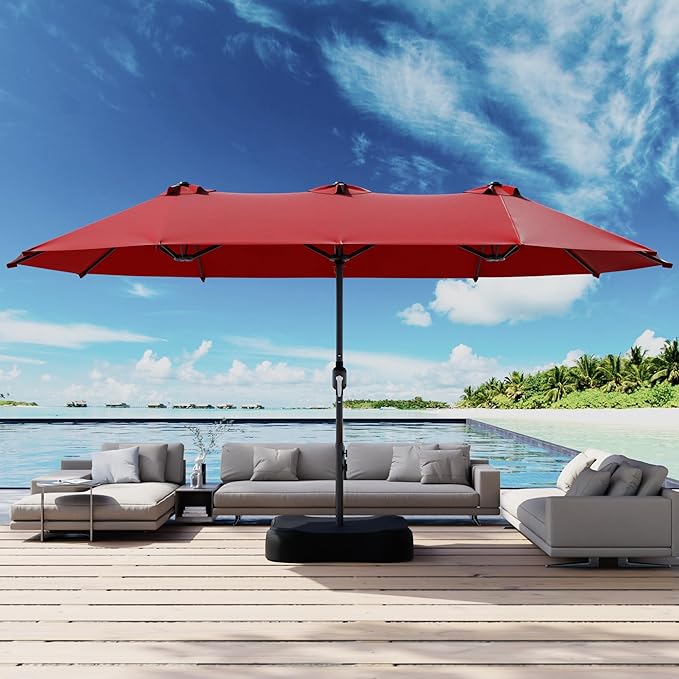 Joyside 13FT Large Patio Umbrella, Outdoor Double Sided Umbrella, Rectangle Umbrella with Crank Handle, 12 Sturdy Ribs for Deck, Porch and Pool