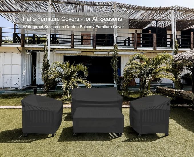 MaWGcowerd Patio Furniture Cover-420D Oxford Cloth Sofa Table Chair Waterproof Cover, 4 Piece Set of Outdoor Garden Patio Furniture Waterproof Dustproof Sunscreen Cover