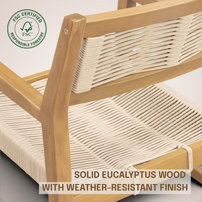 NTC Flexa Extendable Outdoor Dining Table, 63"–94.5" Solid Wood Patio Table for Patio Dining Sets with 8 Terra Chairs Weather Resistant, Easy Assembly, Natural