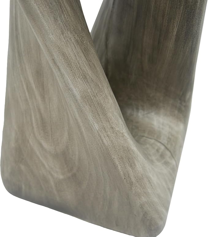 Christopher Knight Home Novi 26.8" H Lightweight Concrete Outdoor Side Table, Hollow Twist-Shaped Patio End Table, MGO Outdoor Coffee Table, Garden Plant Stand Indoor, Wood-Like Texture, Gray