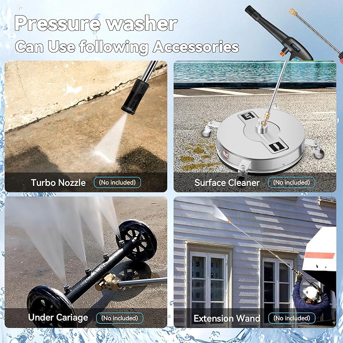 5000 PSI Adjustable Electric Pressure Washer, 2026 New Power Washer Pressure Adjustable (2500PSI-5000PSI) with 33ft Pressure Hose, 4 Nozzle and Detergent Tank for Cars, Upgraded Light Blue
