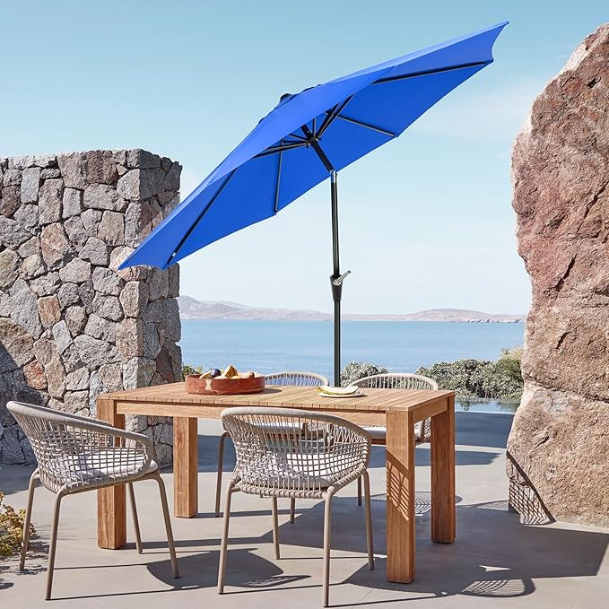 OLIXIS 9FT Patio Table Umbrella with Tilt and Crank Button & 8 Sturdy Ribs Waterproof, 9 Feet Outdoor Patio Umbrella Sun Shade for Pool, Terrace, Beach and Restaurant