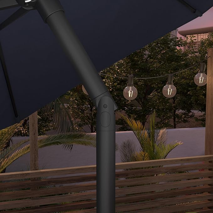 Sunline 9 ft Patio Umbrella with Crank & Push Button Tilt, Outdoor Market Umbrella with UV Protection & Wind Vent, Metal Frame for Deck, Pool & Table, Navy Blue