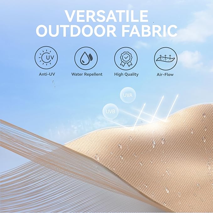 GREEN PARTY 10ft Outdoor Patio Umbrella, [Auto-Tilting] 3 Tiers Market Table Umbrellas with 1.5" Pole, 8 Sturdy Ribs, 3-Year-Non-Fading for Garden Deck Pool Backyard, Beige & Tan