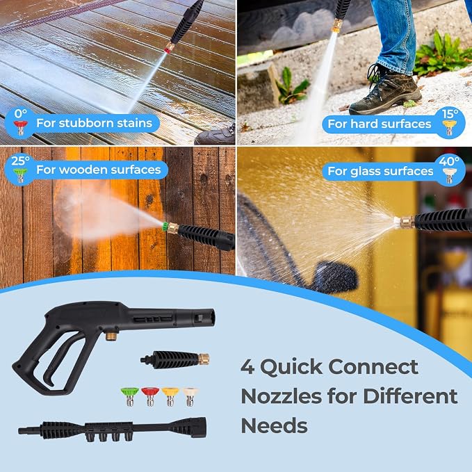 Goplus Electric Pressure Washer, 1900 PSI 1.8 GPM High Pressure Power Washer w/ 4 Quick Connect Nozzles, Soap Bottle & 19.7 FT Hose, Portable Cleaning Machine for Car Washing, Driveway, Patio, Floor