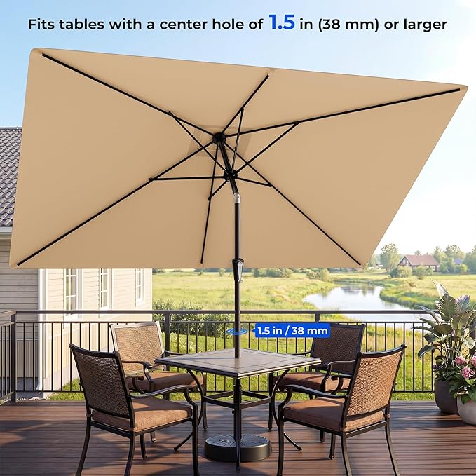 HOMSHADE 6.6 x 10 ft Rectangular Patio Umbrella Rectangle Umbrella Outdoor Patio, Large Outdoor Umbrellas for Patio Table with Tilting and Sun UV Protection for Pool, Deck, Market, Backyard