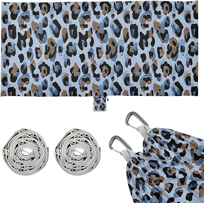 Camping Hammock Outdoor Hammocks for Outside Light Blue Leopard Cheetah Beach Trees Portable Lightweight with Pockets Tree Straps Indoor