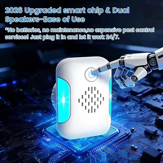 2026 Upgraded Ultrasonic Pest Control Repeller, Mouse Repellent Indoor for Spider Bug Roach Ant Fly Mice Rat Insect Deterrent, Mouse Rodent Repellent Ultrasonic Plug in, 2 Mode Switching, 6 Pack