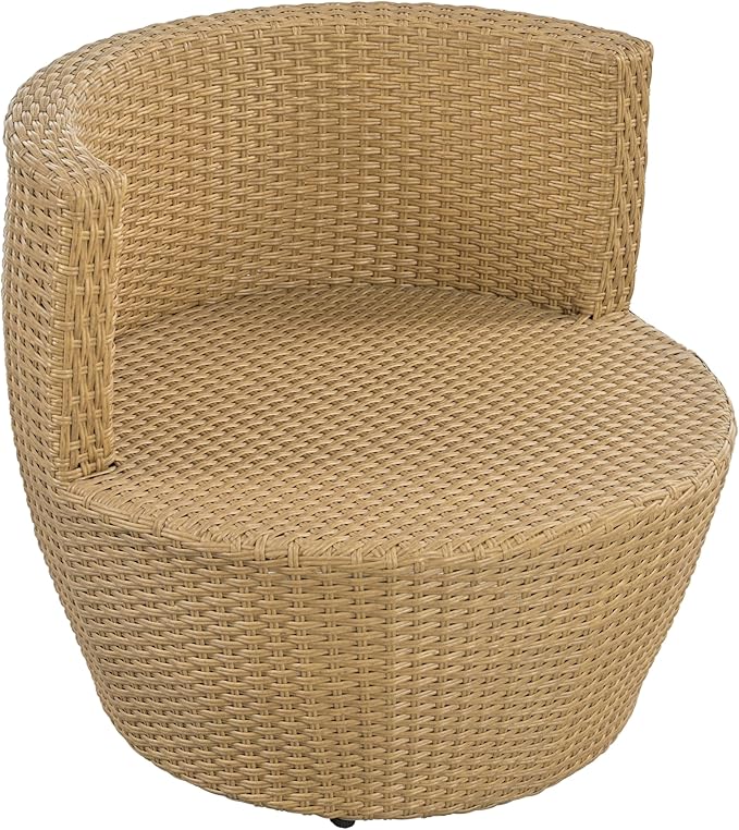 Merax Patio Furniture Set of 3, Outdoor PE Rattan Wicker Chairs with Cushion & Glass Coffee Table for Balcony Garden Front Porch, Patio Conversation Sets for 2, Sturdy Aluminum Frame, Beige