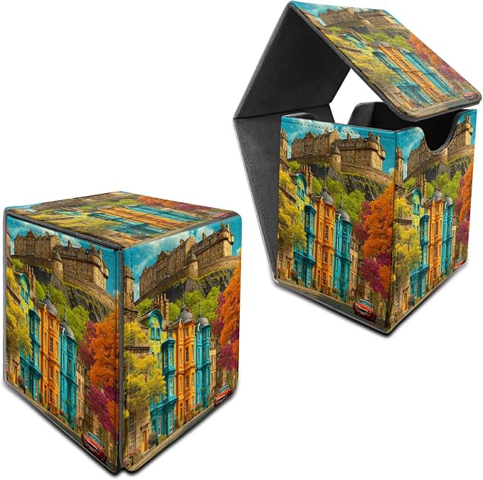 Castle Maple Tree Card Deck Box for MTG, Personalized Card Storage Case Fits 120+ Sleeved Cards, Premium Leather TCG Box with Strong Magnetic Closure for Magic, CCG, PTCG, Baseball Cards