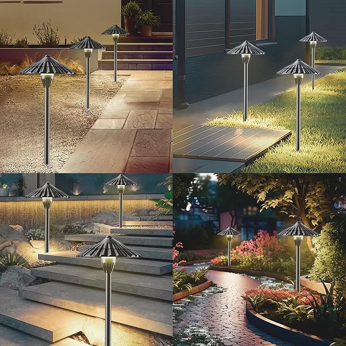 12 Pack 3000K Low Voltage Landscape Lights, 5W 500LM Outdoor Pathway Lighting, 12V IP65 Waterproof Landscape Path Lights for Walkway Yard Garden, CRI 90+, Aluminum, ETL Listed Cord