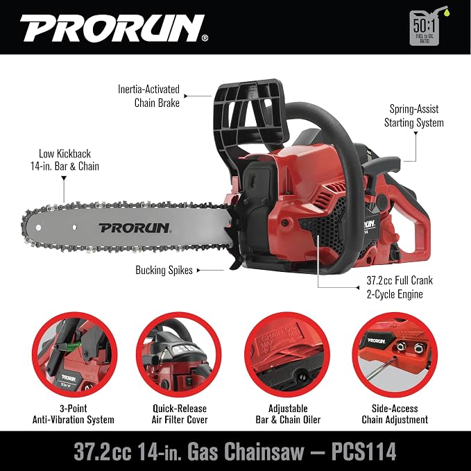 PRORUN 37.2cc 14-in. Gas-Powered 2-Cycle Chainsaw
