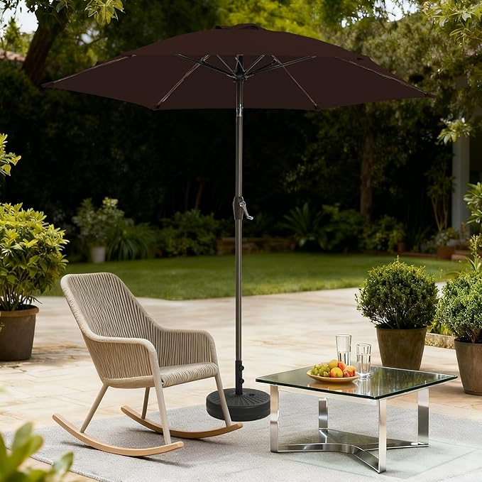 7.5FT Large Outdoor Patio Umbrella with Crank & Tilt - Durable Market Umbrella for Outdoor Patio with 6 Fiberglass Ribs for Poolside,Deck,Yard,Garden