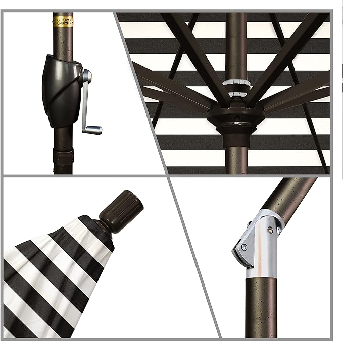 California Umbrella 7.5' Rd Pacific Trail Series Aluminum Patio Umbrella, Crank Lift, Push Button Tilt, Bronze Finish, Sunbrella Cabana Classic Fabric