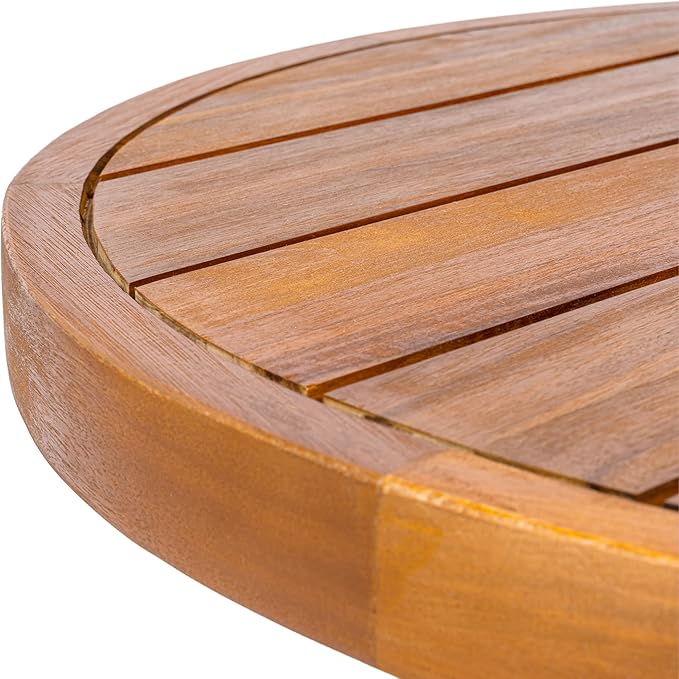 JONATHAN Y Solanya 28" Round Acacia Wood Outdoor Coffee Table with Slatted Tapered Base, Weather-Resistant Solid Wood Center Table for Patio, Garden, Deck, Natural Brown END7000A