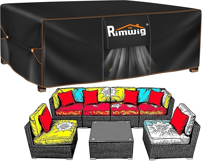 Extra large Patio Furniture Set Covers Waterproof, outdoor furniture covers clearance, Sectional Sofa Couch Set Covers, Outside Table Chair Set Cover Rectangular Heavy Duty 110" L x 57" W x 28" H