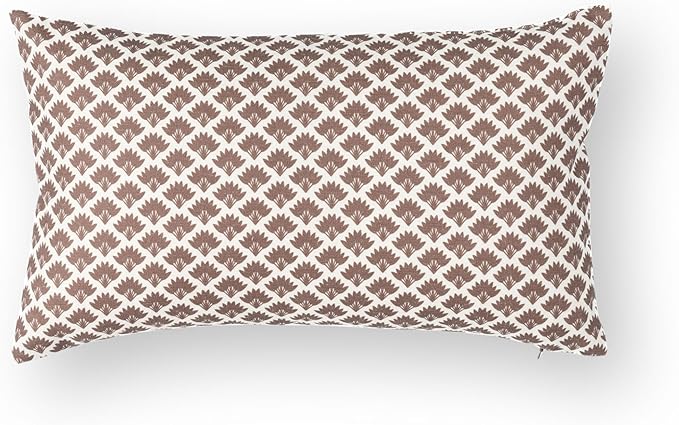 Crumbs Home Modern Farmhouse Fall Linen Indoor Outdoor Lumbar Pillow Cover Only, 12"x20" Water Repellent for Patio, Backyard, Couch, Rust and Brown Ravenala Palm Tree