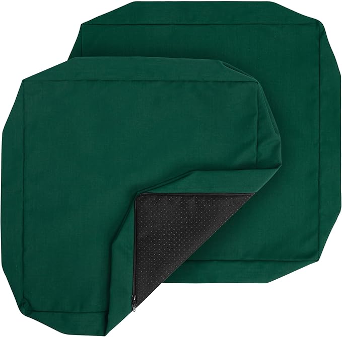 Outdoor Cushion Covers 24 x 24 x 4 inch,Set of 2,Non-Slip Grips Bottom,Replacement Cushion Covers for Garden Patio Furniture Couch Chair,Fade-Resistant Slipcover Only,No Insert(Blackish Green)