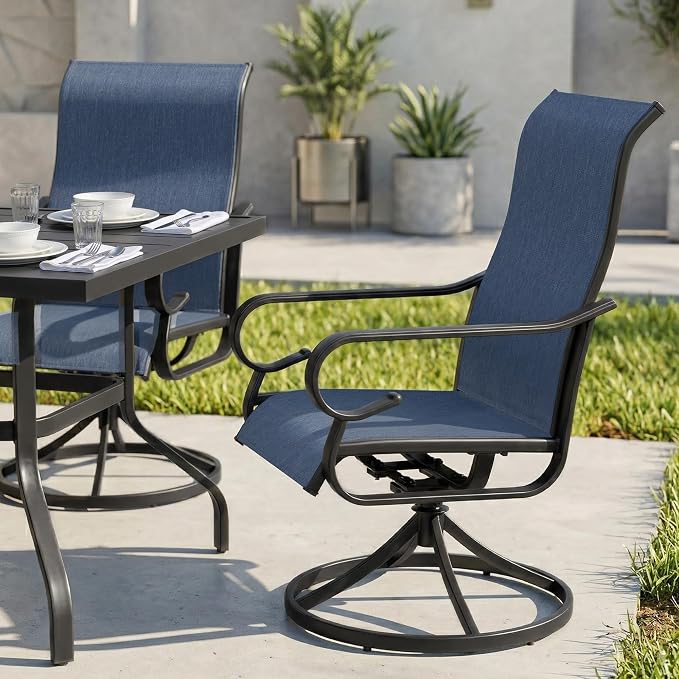 NUU GARDEN 7-Piece Outdoor Dining Set for 6, Swivel Rocker Patio Chairs