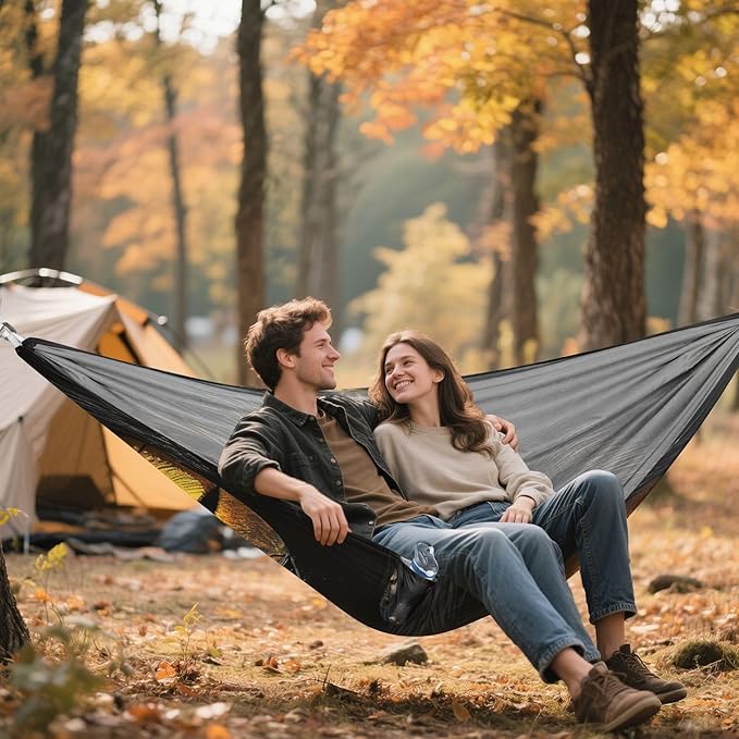 FRMG Black Cat Eyes Camping Hammock 500 lbs Capacity Portable Hammocks with Tree Straps & Attached Carry Bag, Camping Essentials Gear A0900327a
