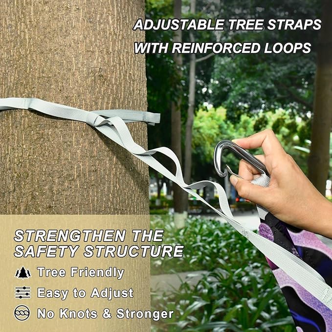 Leopard Print 330lb Capacity Outdoor Hammocks with Tree Straps Cloth Hammock for Outside Patio Backyard Poolside hamacas para Deck
