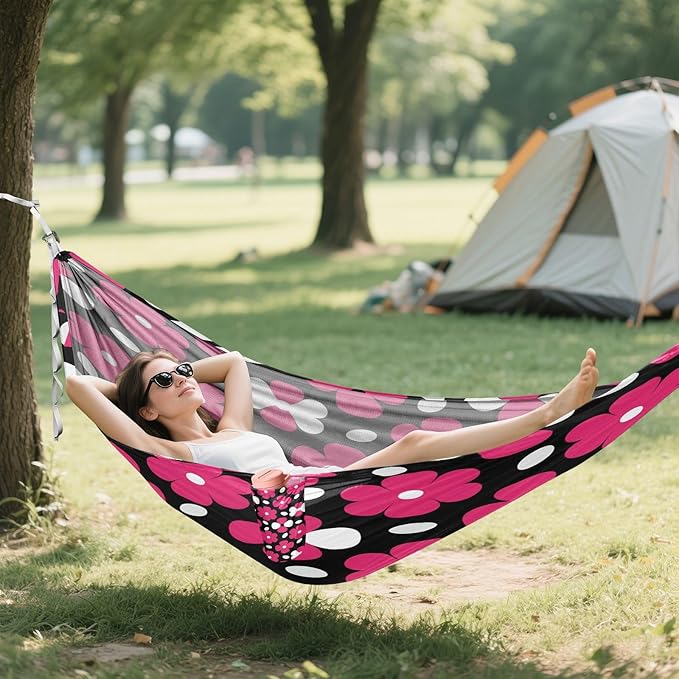 Hammocks for Outside Flower Camping Hammock Portable Hammocks with Tree Straps and Carry Bag Camping Accessories for Hiking Beach Outdoor