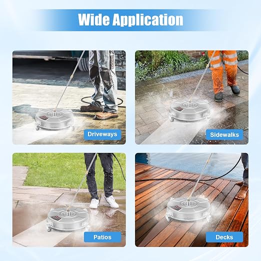 Dollate 15" Pressure Washer Surface Cleaner,for 2200-4000 PSI Pressure Washer 4GPM Maximum Flow,2 Replace Nozzles Power Washer Attachment for Concrete, Patio, Deck Cleaning