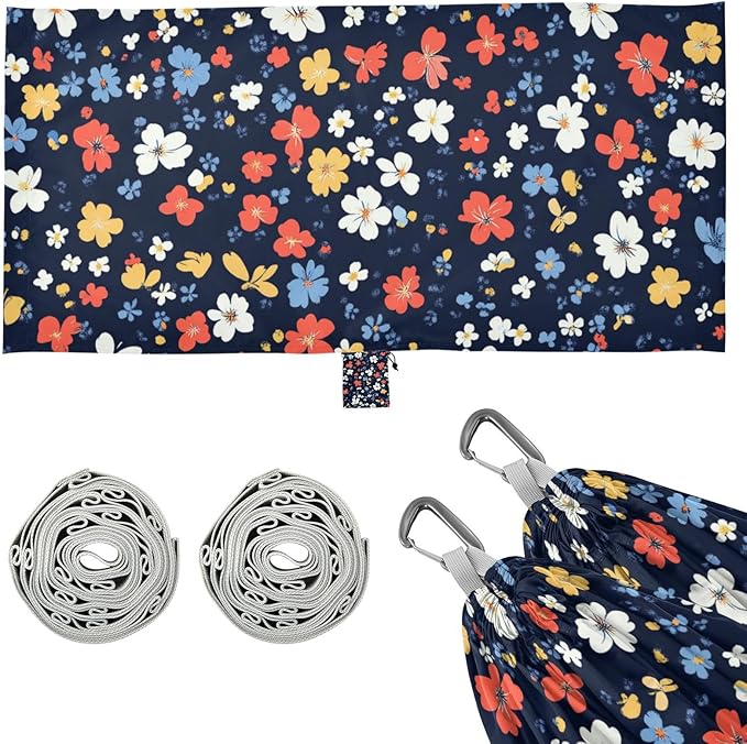 Multi-Small Flowers and Butterflies Color to Red and Blue_4 330lb Capacity Outdoor Hammocks with Hanging Rope Hanging Hammock for Outside Camping Essentials macas mexicanas de Patio para