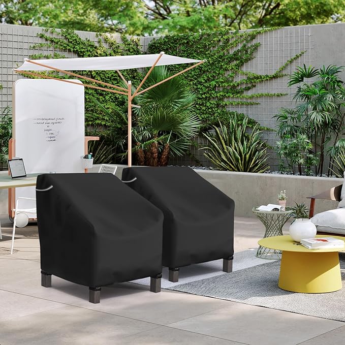 STARTWO Patio Outdoor Chair Covers 2 Pack, Outdoor Furniture Covers Waterproof adapter for Lawn Lounge Seat, Wicker, Swivel, Adirondack, Rocking Chairs, 32" Lx 37" W x 36" H inch, Black
