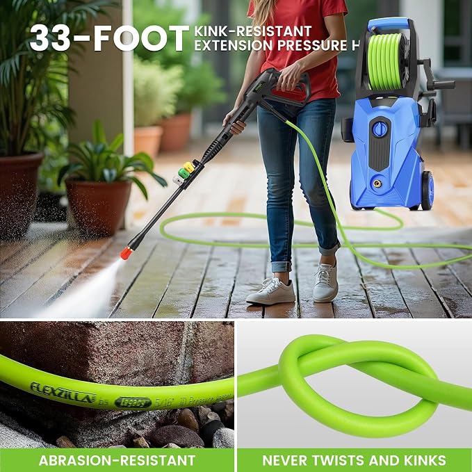 Pressure Washer 5000PSI with 33FT Hose, 4 Nozzle, Power Washer for Home Cars Driveways, Blue