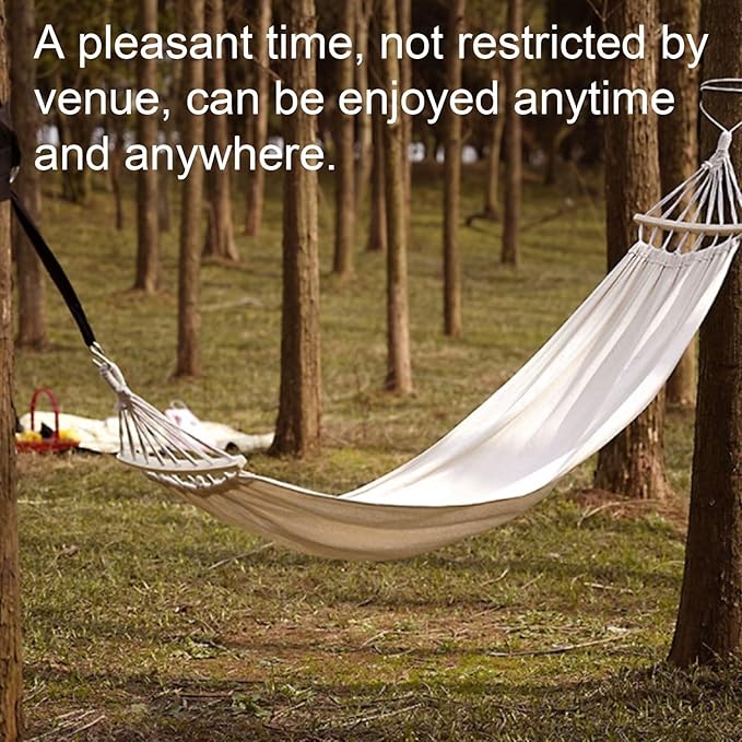 Portable Polyester Blended Hammock with Wooden Sticks for Outdoor Camping Easy to Store Multipurpose Good Load-Bearing Capacity Comfortable(Blue,S)