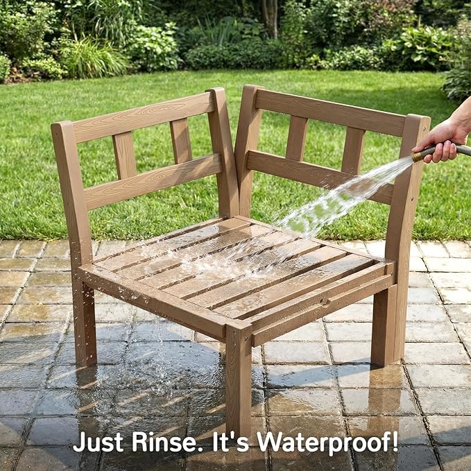 Stoog Modular Corner Unit - Waterproof Connector for L-Shaped & U-Shaped Outdoor Sectional Sofas, Teak