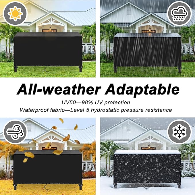 UPGRADE Outdoor Furniture Covers, Custom Size 111"(L) x 74"(W) x 30"(H) Rectangular Patio Table and Chair Waterproof Covers, Heavy Duty 420D, Black