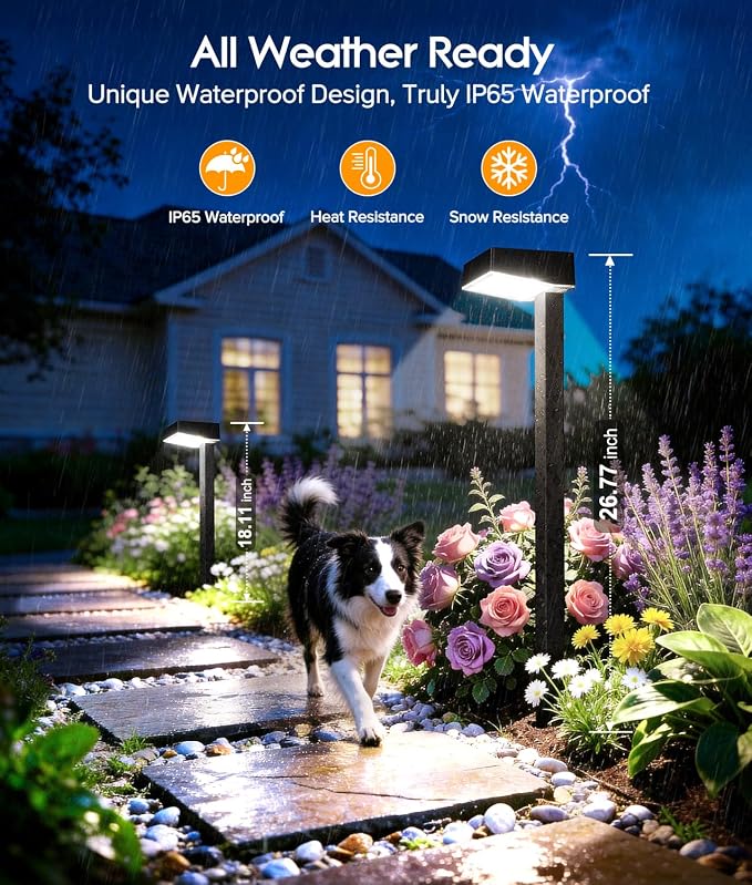ELECLINK Solar Pathway Lights Outdoor, 6 Pack Garden Lights Solar Powered Path Lights with Larger LED Lens, 2 Light Modes Waterproof Outdoor Solar Light for Yard Driveway Walkway Landscape, Cool White