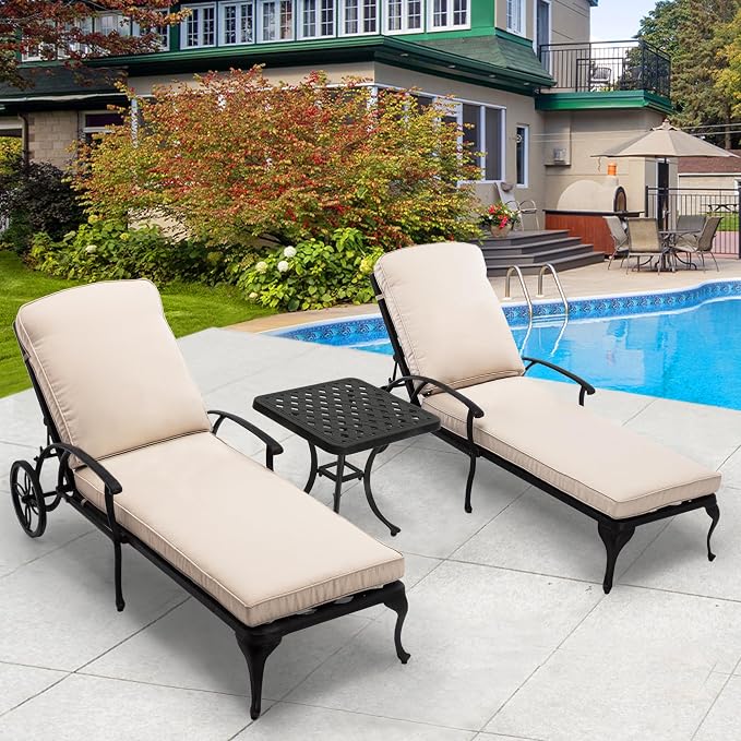 18" Outdoor Side Table, Patio End Tables Outside Cast Aluminum Anti-Rust Metal for Balcony, Backyard, Pool Side, Porch, Bronze