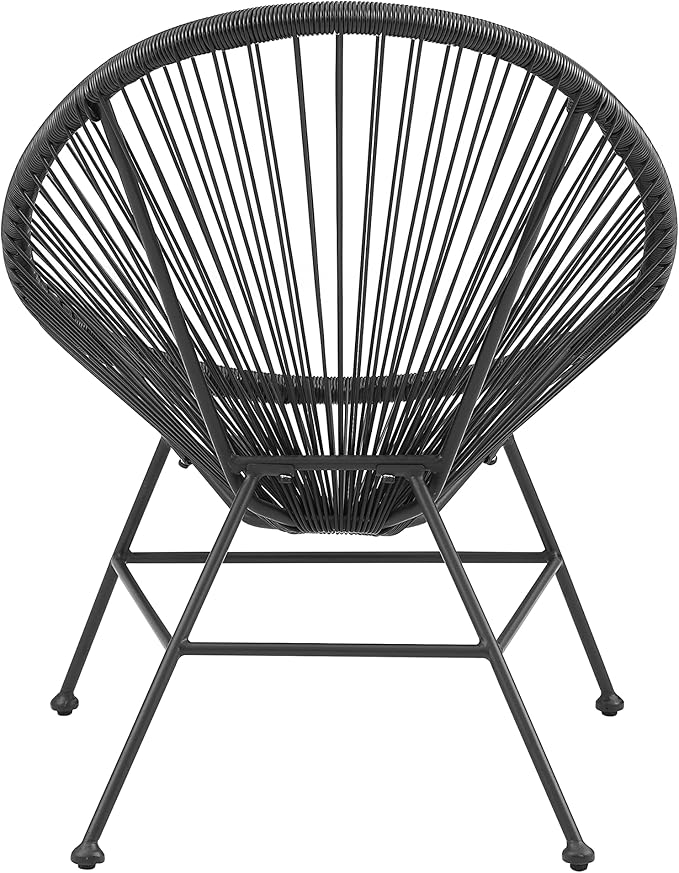 Linon Charleston Black Woven Hammock Style Outdoor Chair with Metal Frame
