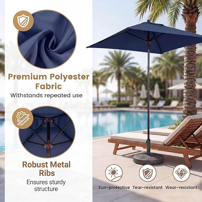 Giantex 5ft Square Patio Umbrella, Outdoor Table Umbrella with Push Bottom Tilt, 4 Sturdy Ribs, Fade Resistant & Waterproof Canopy, Market Umbrella for Deck, Pool, Backyard, Garden, Beach