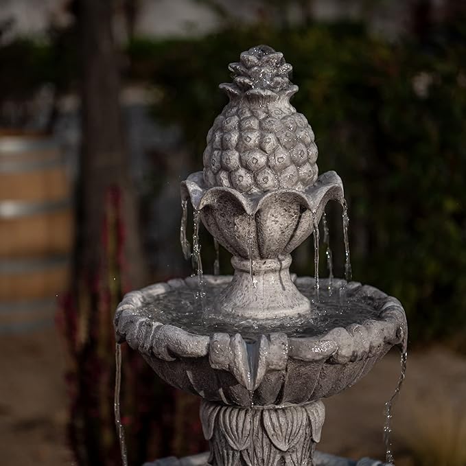 XBrand Large Outdoor Electric Bird Bath Fountain 58.3", 3-Tier Garden Water Fountain with Pump, Classic Leaf Design, Resin Floor Fountain for Yard, Lawn, Patio & Porch
